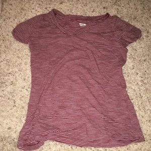 Burgundy and white striped tee